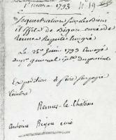 Document of Bigou signing over his posessions to the French state in March 1793