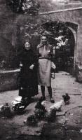 Marie Dénarnaud (left) posing with Mme Corbu in the Cour du Presbytère in 1941
