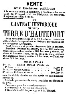 Sale of Château de Hautefort