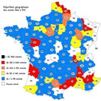 Saunière's Trafficking plotted on the map of France, (c) JerÃ´me Choloux