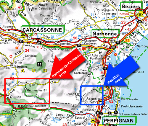 Rennes-le-Château and Perillos areas