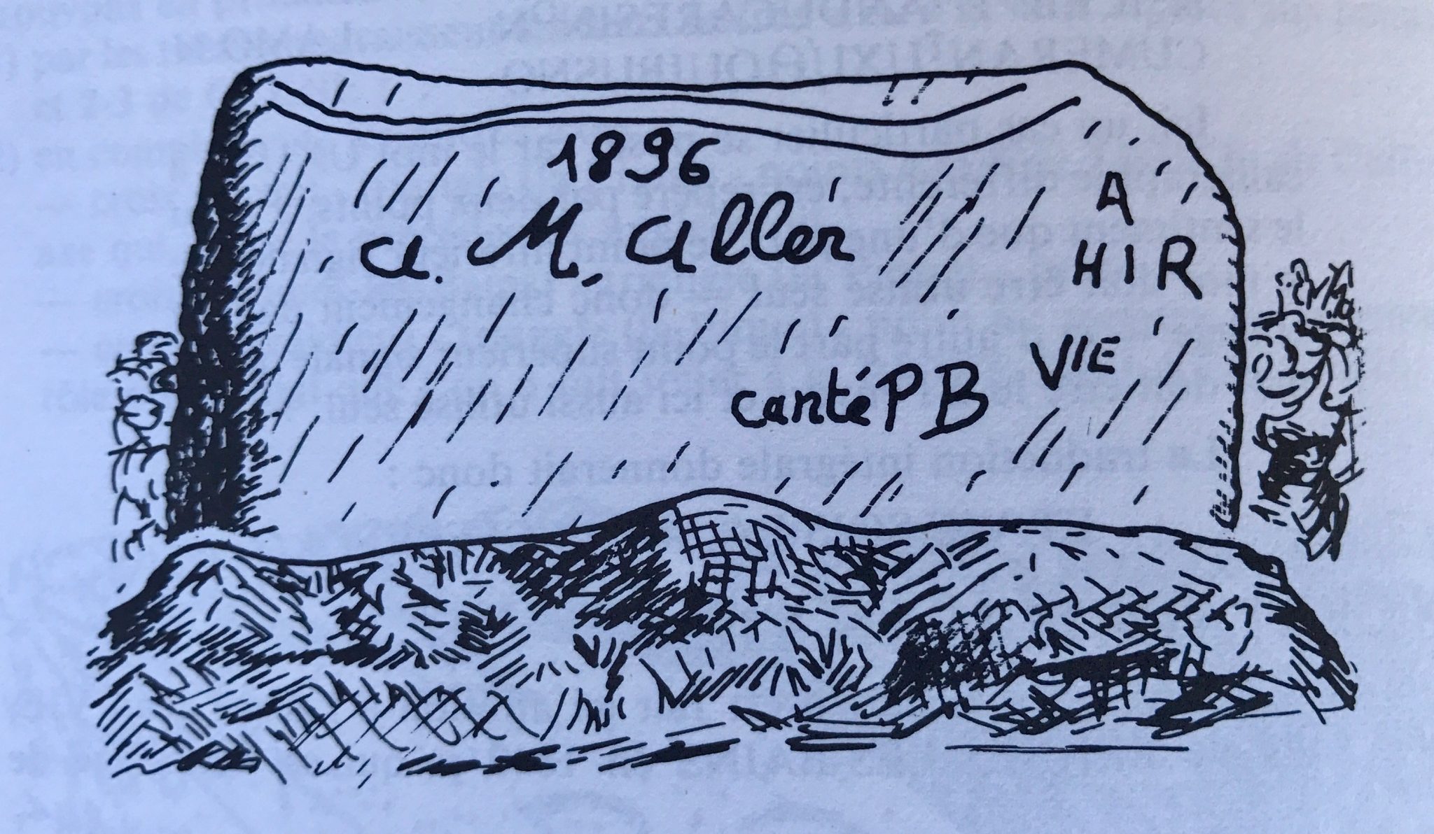 Inscription of Jean Vie's name on the Trembling Rocks on the plateau d'Homme Mort in Rennes-les-Bains