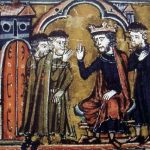 Baldwin II ceeding the Temple of Salomon to Hugues de Payns and Gaudefroy de Saint-Homer (13th Century)