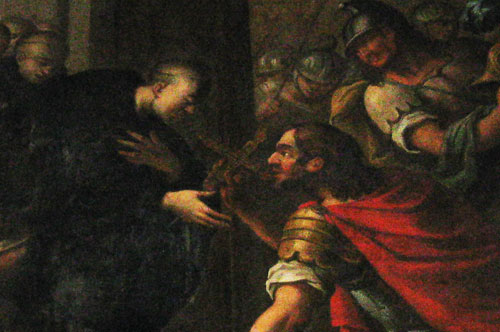 William of Gellone, donating Charlemagne's relic of the True Cross to the Abbey of Gellone William of Gellone, donating Charlemagne's relic of the True Cross to the Abbey of Gellone. Painted by Étienne Loys, 18th century, currently in the church of Vendémian.